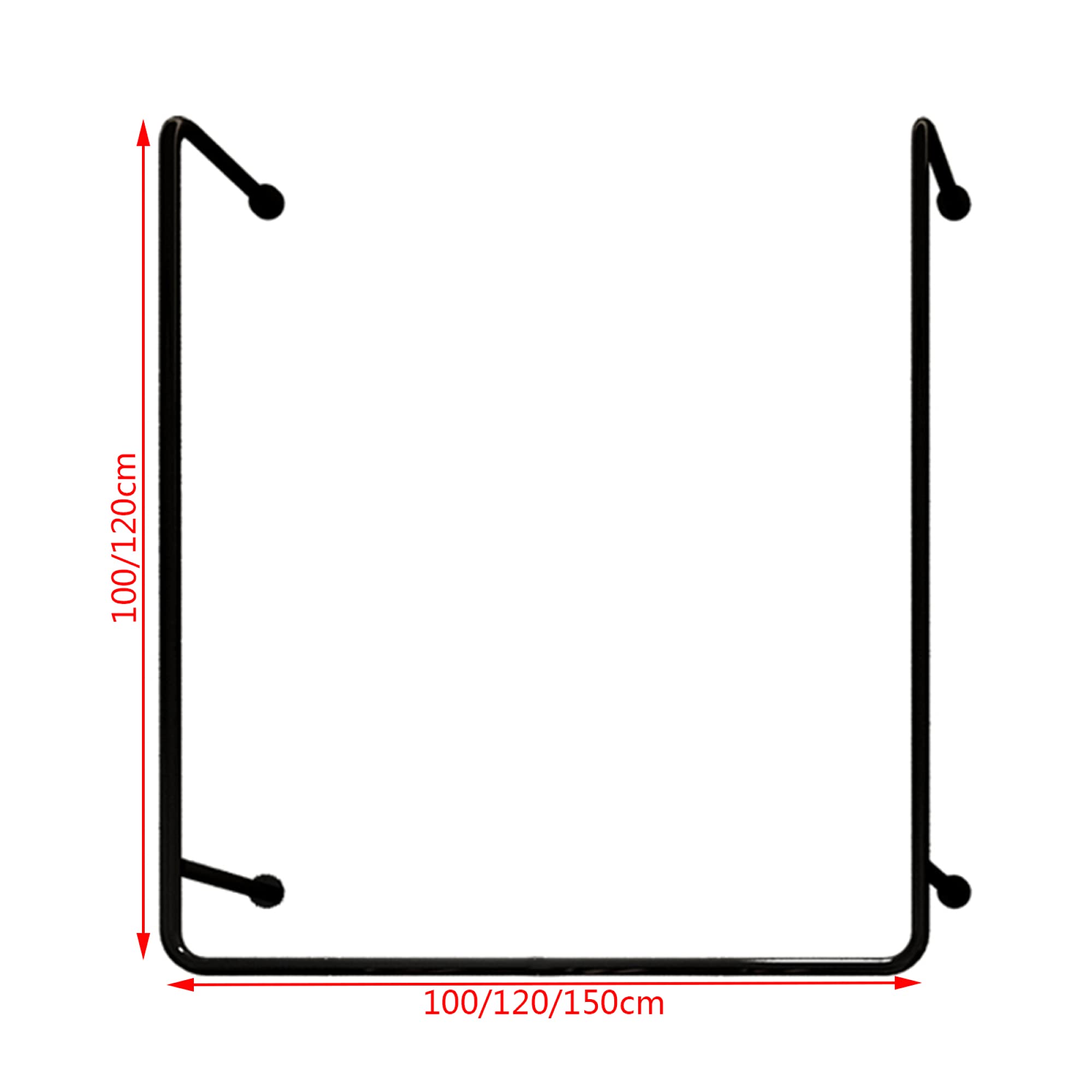 Appendiabiti da parete in ferro industriale a forma di tubo di ferro, salvaspazio, per appendere indumenti, design nero, 150 x 120 cm, per uso domestico e al dettaglio