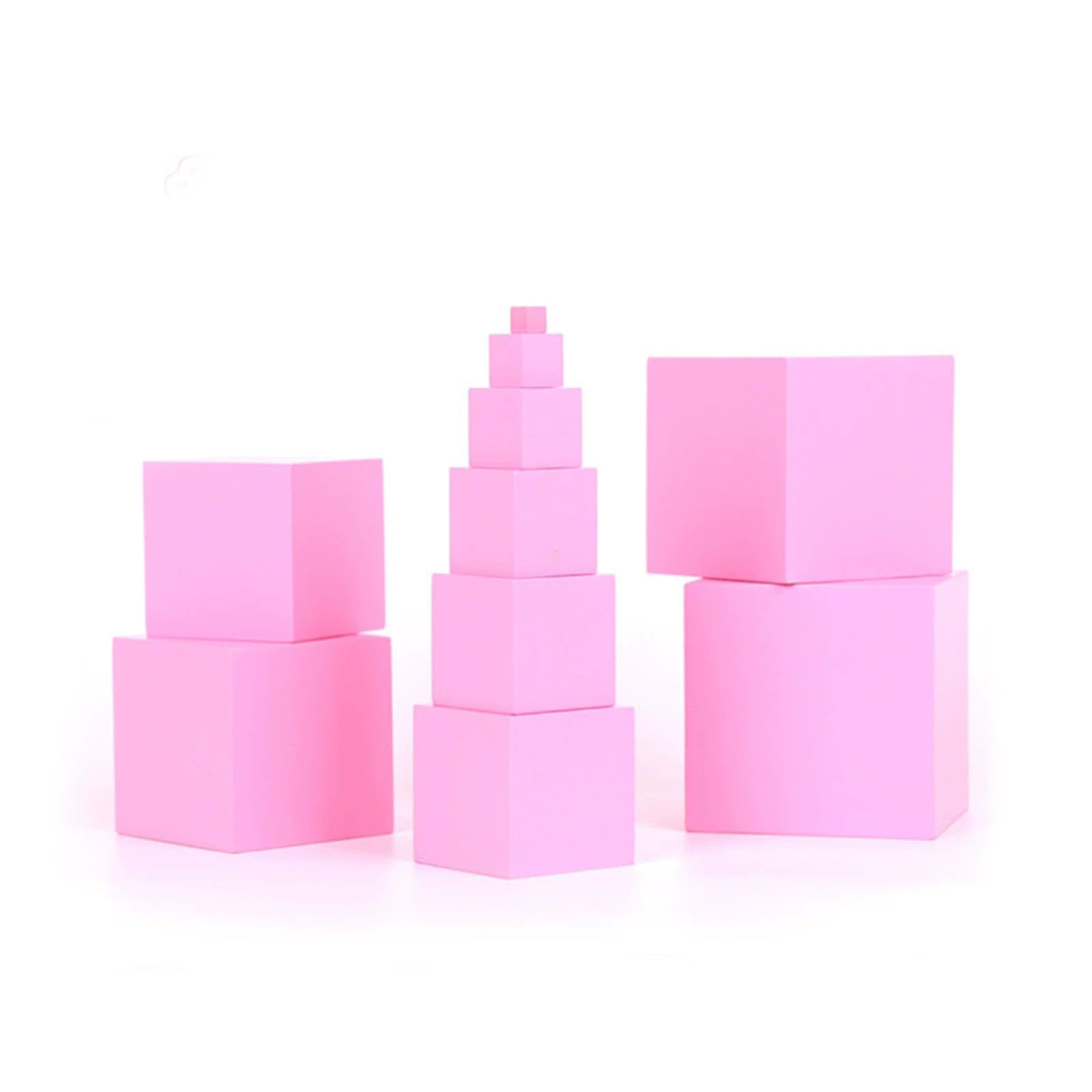 Montessori drewniana zabawka sensoryczna, różowa, od 1 cm do 10 cm