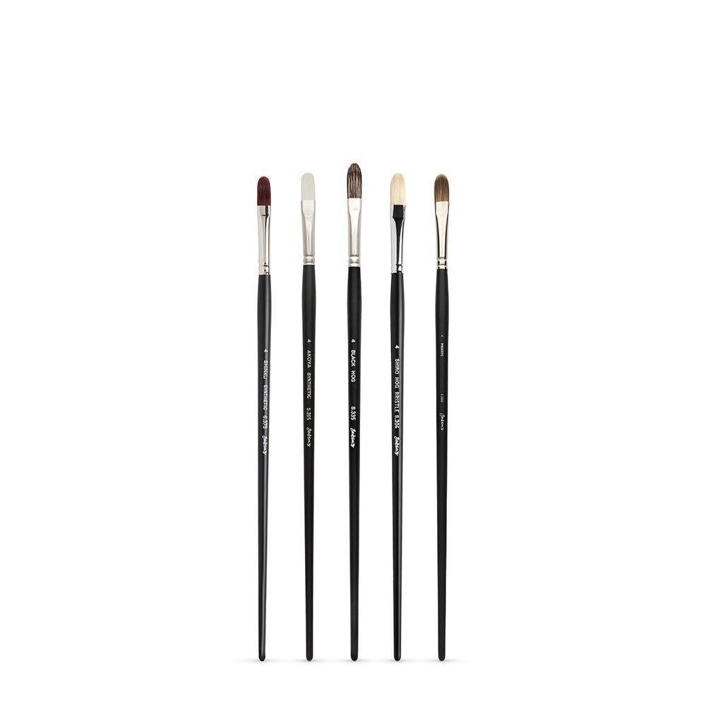 Jackson's : Long Handle Oil & Acrylic Brush : Comparison Set of 5 Filbert