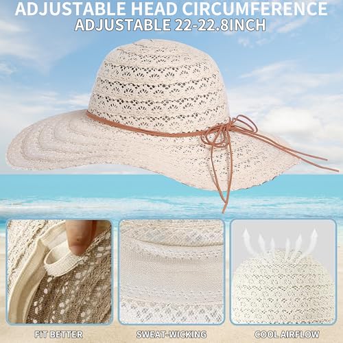 Sombrero de playa para mujer con ala ancha y encaje miniatura 4