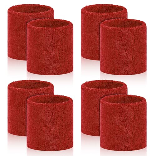 Image of 8 Pack Wrist Sweat Bands for Men Women, Absorbent Sports Wristband
