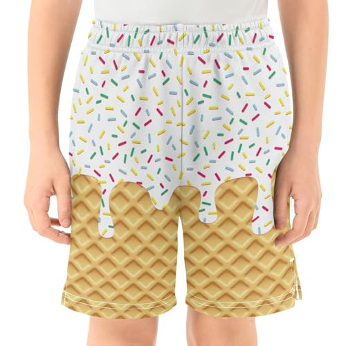 Boys Athletic Shorts Basketball Shorts Melting Ice Cream Teens Hiking Gym Shorts with Pocket for Outdoor Activity 7-15 Y2