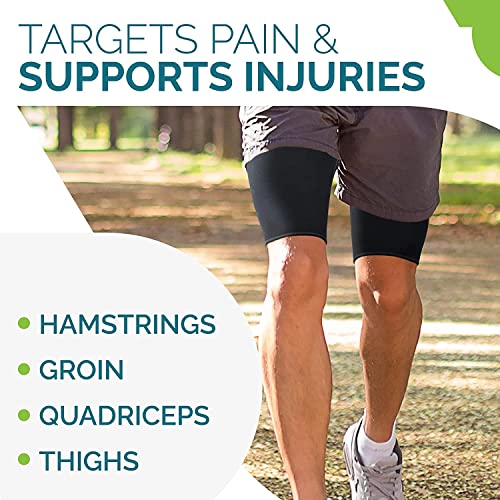 Thigh Compression Sleeve For Men & Women | Thigh Brace For Sciatica Pain Relief, Leg Injury, Hamstring & Hip Support | Ideal For Running & Workout (Large, Black) #TOP3