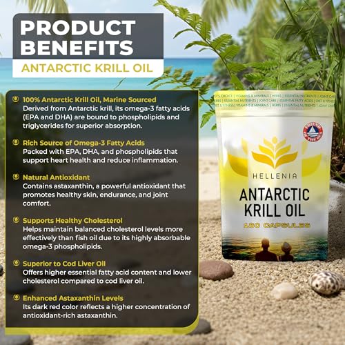 100% Antarctic Krill Oil Capsules 500mg | 180 Softgels | Natural Source of Astaxanthin & DHA | 3 Month Supply | High Strength Krill Oil - Made for Hellenia Healthfoods - Image 2