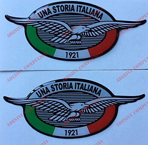 Lot de 2 autocollants avec logo Moto Guzzi « Une histoire italienne », en résine, effet 3D Pour réservoir ou casque Cover