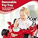INFANS Foldable Baby Walker, 3 in 1 Toddler Activity Center Leaning-Seated Walk-Behind with Steering Wheel, Adjustable Height, Lights, Music, Washable Seat Cushion (Cherry)