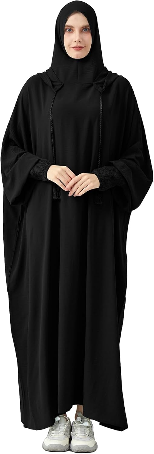 Abaya Muslim Dress Women Prayer Dress Long Sleeve Hooded Loose Maxi Dress Arabian Dubai Islamic Clothes