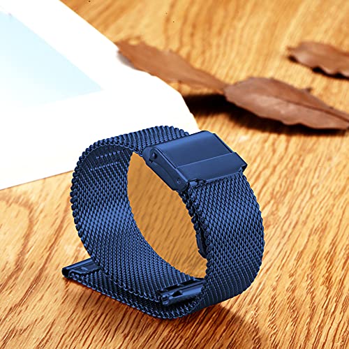 Moran Stainless Steel Mesh Watch Band 18Mm Quick Release Blue Replacement Metal Smartwatch Strap 18Mm 19Mm 20Mm 22Mm For Men Women (Blue, 18Mm) #TOP4