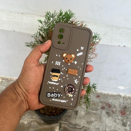 Image of Outlouders Back Cover for Oppo A55 | 3D Cartoon Bear Cute Fun Silicone Full Body Protection Bumper Case (Brown)