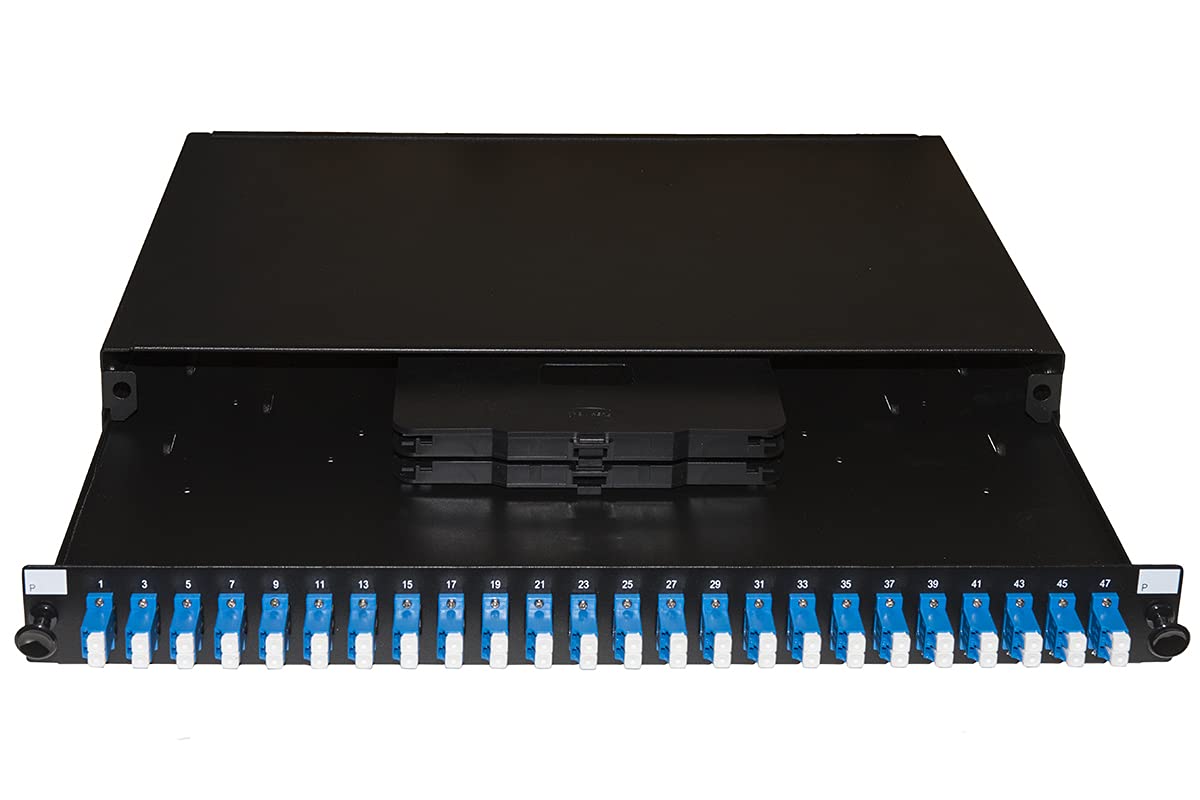 pannello fibra ottica 19" con 24 adattatori lc duplex singlemode profondita' 250 mm colore nero