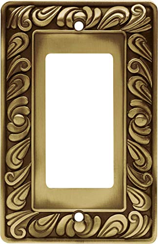 Franklin Brass Paisley (1-Pack) Decorative Light Switch Cover Tumbled Antique Brass 1-Gang Decorator/Rocker Wall Plate Electrical Outlet Guard 64047