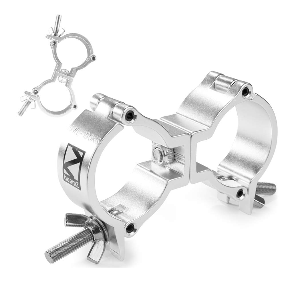Beamz Bc50-100D Swivel Coupler Clamp Set, 2X Slimline Aluminium Truss Clamps, 48-51Mm Fit, 100Kg Capacity For Stage, Dj & Lighting Rigging Goalposts