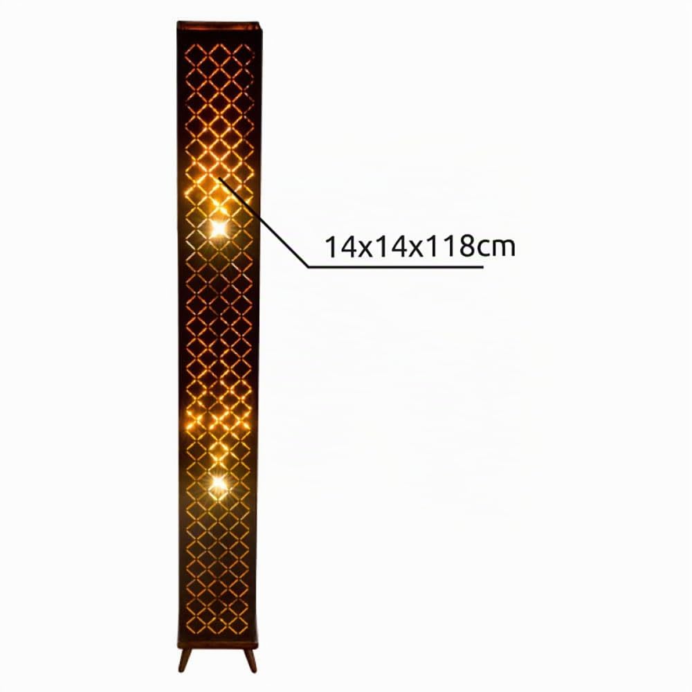 Stehlampe Stoff Standlampe Designleuchte schwarz Wohnzimmer mit Textilschirm Blattgold, Metall silber, 2x E27, LxBxH 15x15x118 cm