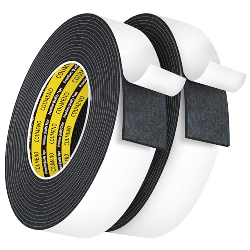 Heavy Duty Double Sided Tape,Black Foam Tape,2 Pack 2 in X 16.4 ft