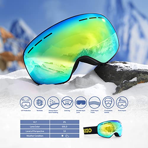 Image of Ski Goggles Anti Fog UV Protection Double Layer Spherical Lens Snow Snowboard Goggles for Women Men Youth