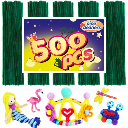 Image of Dark Green Pipe Cleaners (500) - Arts & Crafts Supplies