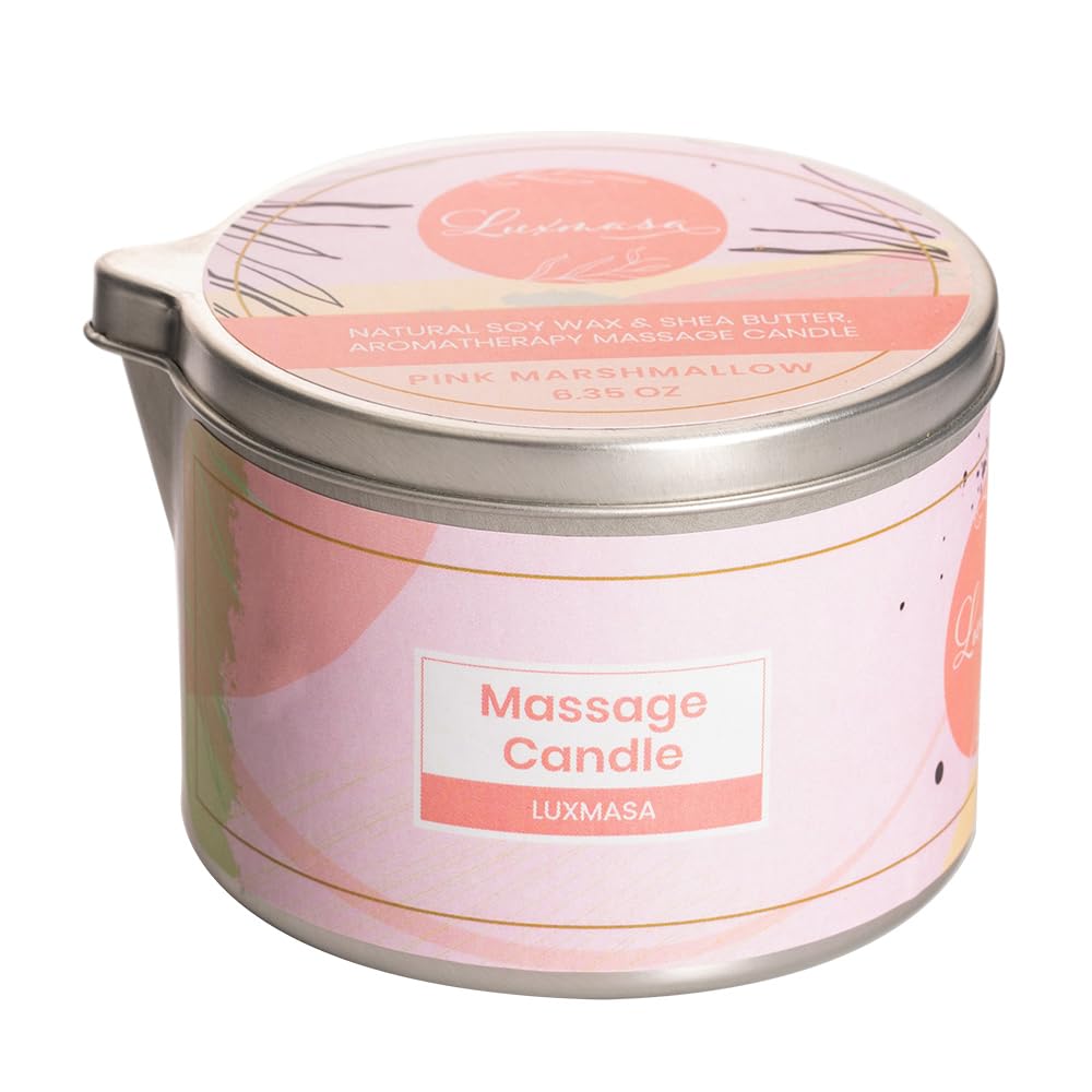 LUXMASA Soybean Wax Scented Massage Oil Candle for Home SPA Treatment- Natural Warm Body Lotion Candle for Stress Relief- Moisturizing Massage Wax