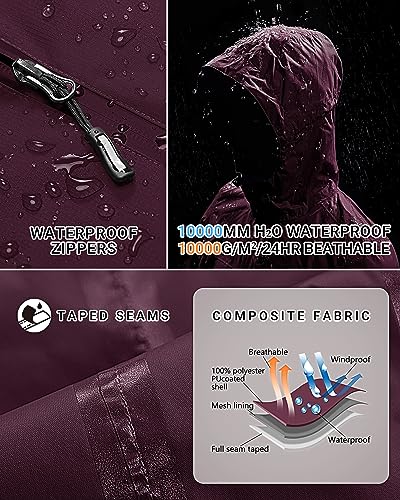 Image of Outdoor Ventures Packable Rain Jacket Women Waterproof Raincoat with Hood
