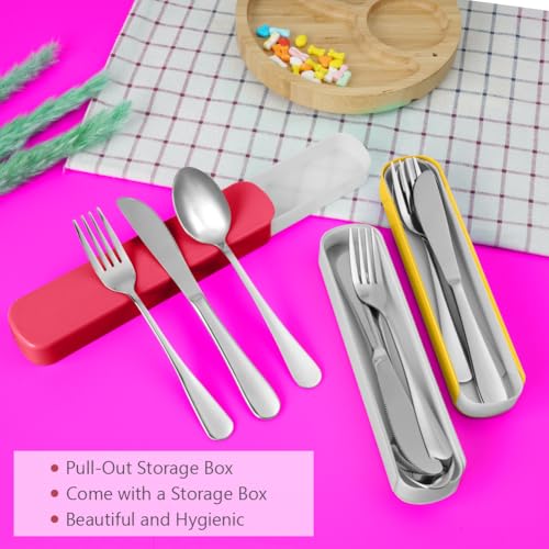 HOTUT 3 Pcs Travel Cutlery Set, Cutlery Set including Portable Pouch Case, Stainless Steel Flatware, Reusable - Image 3