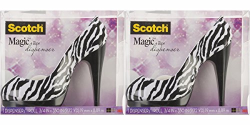 Scotch Shoe Dispenser with Magic Tape, 3/4 x 350 Inches, Zebra (C30-SHOE-Z) (2pack)