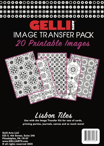Gelli Arts Image Transfer Printables Lisbon Tiles - 20 Tile Images Included Use Gel Plates Great for Teachers and Students of All Ages