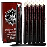 24 Pack Vampire Tears Taper Candles, 10 inch Tall Bleeding Candles, Unscented Black Tapered Candlesticks, Spooky Blood Drip Candle Set for Halloween Party Gothic Home Decorations