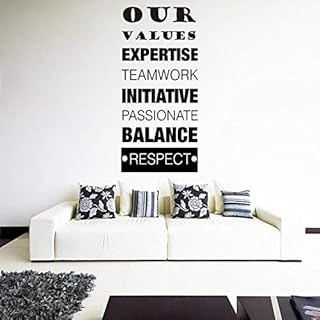 Our Values - Quotes Wall Art Stickers Inspirational Words Letters Simple Decorative Removable DIY Vinyl Wall Decals Living Room, Bedroom Mural