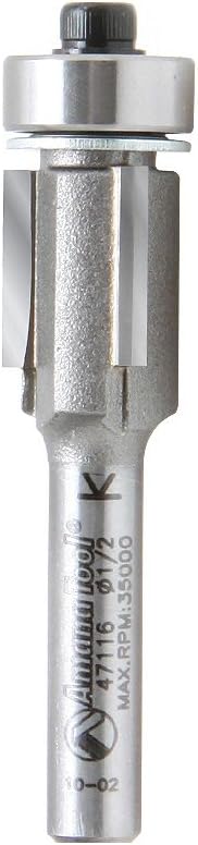 Amana Tool - 47116 Carbide Tipped Flush Trim 1/2 Dia x 1/2 x 1/4" Shank 3-Flute