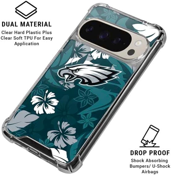 Skinit Clear Phone Case Compatible with Google Pixel 9 Pro XL - Officially Licensed NFL Philadelphia Eagles Tropical Print Design