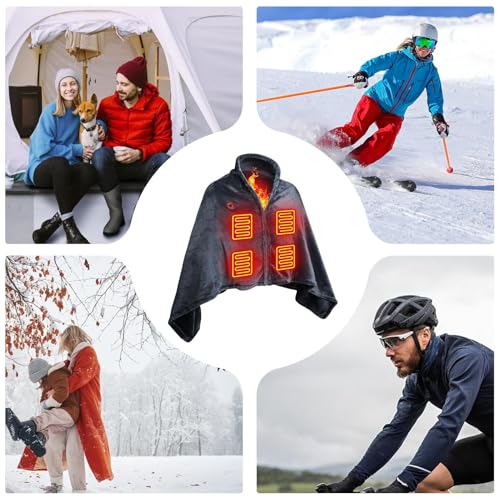 Châle chauffant USB portable et couverture électrique zippée d'hiver - 5