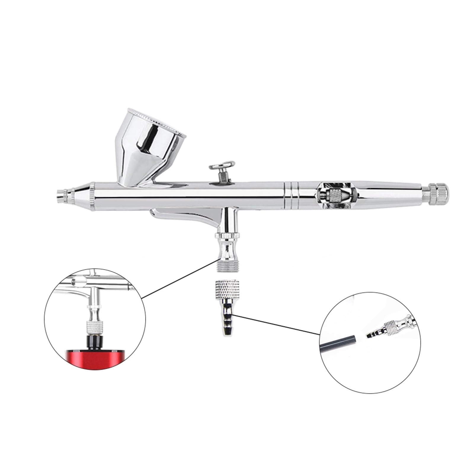 Pistolet do malowania, Zestaw do makijażu z podwójnym działaniem, pistoletem natryskowym, dyszą 0,3 mm, zaworem powietrza, pędzlem G 1/8, zdobieniem paznokci z akcesoriami