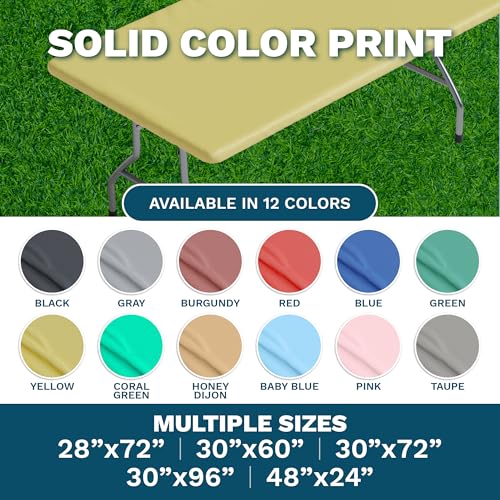 Sorfey Tablecloth -Fitted with Elastic, Vinyl with Flannel Back, Fits for Table 24"x 48" Rectangle,Water Proof, Easy to Clean, Solid Coral Green Design by Sorfey - Image 2