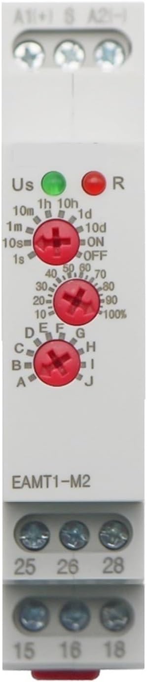 12-240VAC/DC Type 0.1 Second -10 Days Time Delay Relay 16A/250VAC Multifunction Timer with 10 Function Choices 1Pcs(EAMT1-M1)