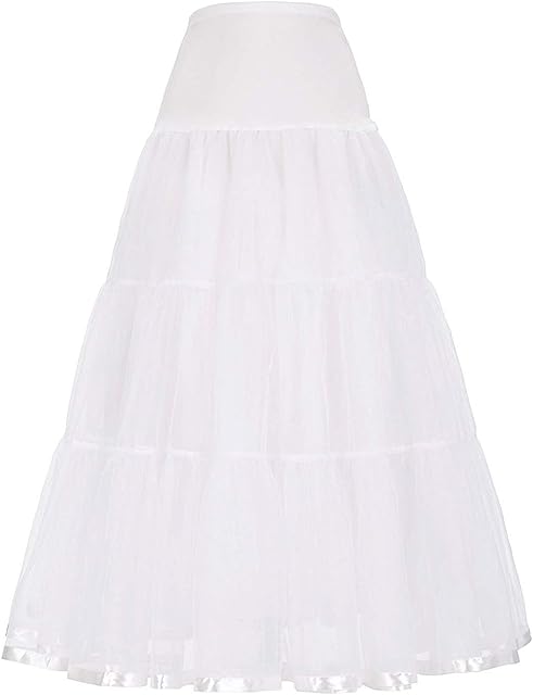 HaoHuodress Women's A-Line Petticoat Long Crinoline Ankle Length Elastic Wedding Underskirt Half Slip