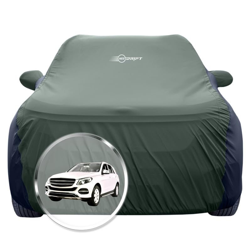 Image of NEODRIFT 'SuperTech' Car Cover for Mercedes GLS-GLE-250 (100% Water-Resistant, All Weather Protection, Tailored Fit, Multi-Layered & Breathable Fabric) (Colour: L.Green+Black)
