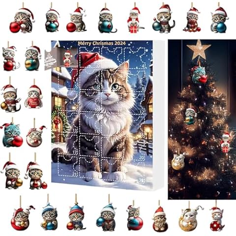 Cat Advent Calendar - 24 Days of Christmas Advent Calendar for Cat Lovers - Cute Kitten Holiday Decor Ornaments Cover