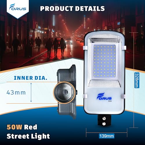 Image of Forus 50W Red Street Light Outdoor LED IP66 Waterproof Decorative Focus Lamp for Road Garden Events Security Terrace Landscape Pathway Building Festival Stage Party Celebration Lighting - 1 Pc