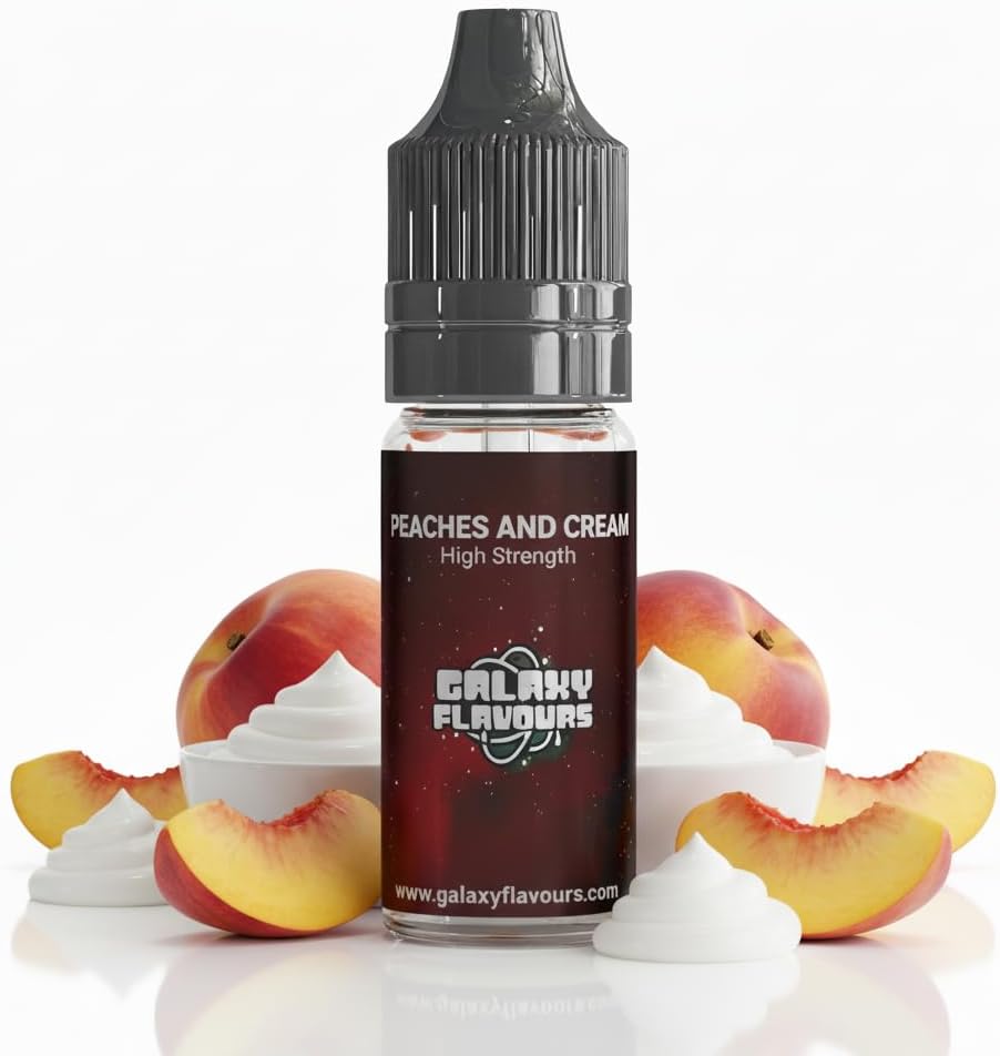 Peaches and Cream Food Flavouring Drops 10ml - Premium Fruit Extract for Professional Baking & Luxury Creamy Beverages - High Strength Food Grade Concentrate by GALAXY FOOD FLAVOURS