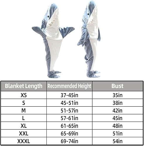 Miniatura 4 de Manta de tiburón con capucha, mameluco de tiburón para adultos, saco de dormir de tiburón para niños (XS)