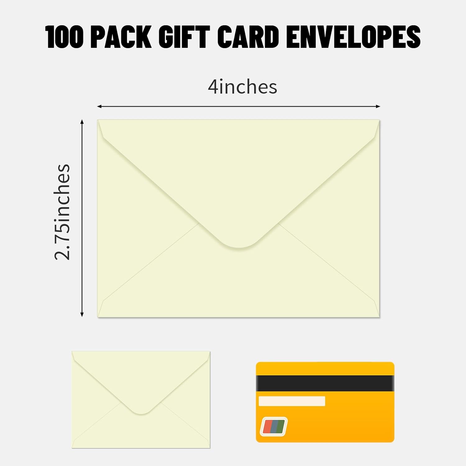 100 Pack Gift Card Envelopes 4 x 2.75" Mini Envelopes 120GSM Small Paper Business Gift Card Sleeves Bulk,Tiny Little Greeting Card Envelope Pockets for Invitation (Cream) - Image 2