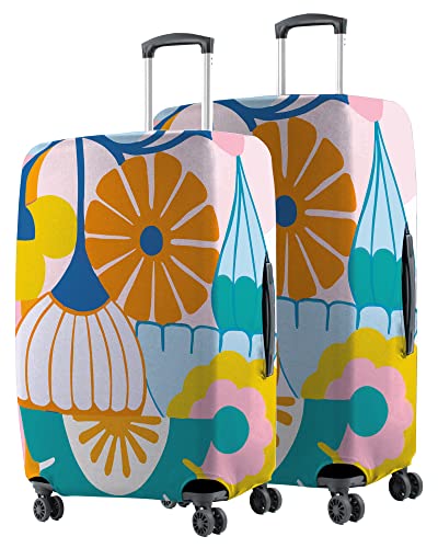 Image of Nasher Miles Polyester Protective Luggage Cover Set of 2 (Medium-Large) - Pink Beach Design