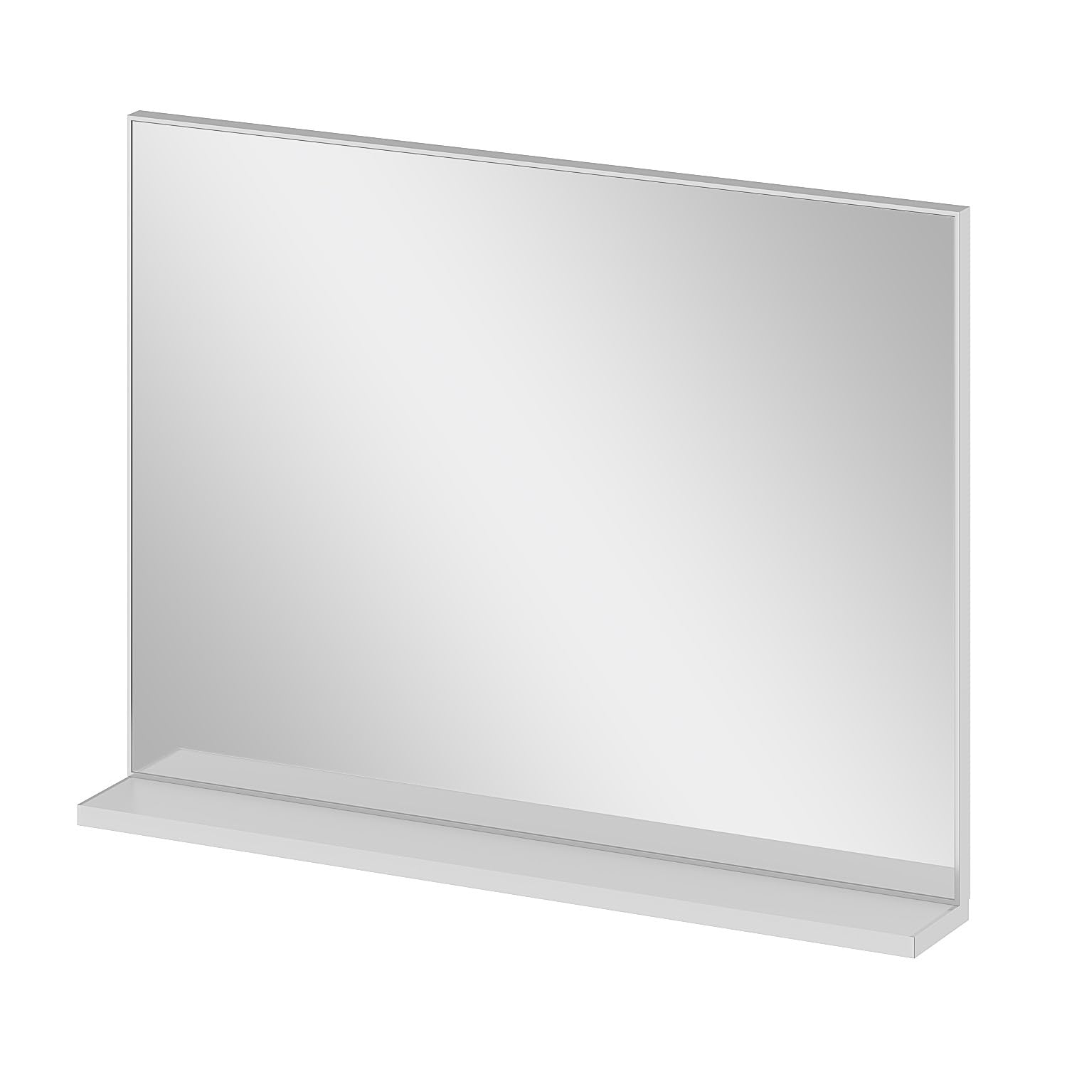 AQUABATOS Lustro łazienkowe z półką, bez oświetlenia, 80 x 60 cm, lustro ścienne, metalowe, łazienkowe, lustro wiszące, prostokątne, do salonu, rama aluminiowa, srebrne, matowe
