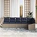 Solivagant Gartensofa-Set mit Kissen 6 pcs Grau und Marineblau Poly-Rattan, Möbel,Gartenmöbel,Gartensit... 50.3 kg-3355414