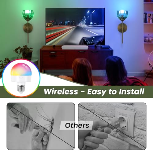 Image of Vintage Battery Operated Wall Sconce Set of Two,Rechargeable Wall Lights with RGB Dimmable Detachable Bulbs and Remote,12 Colors Wireless Wall Lamps for Bedroom Living Room Hallway (Green)