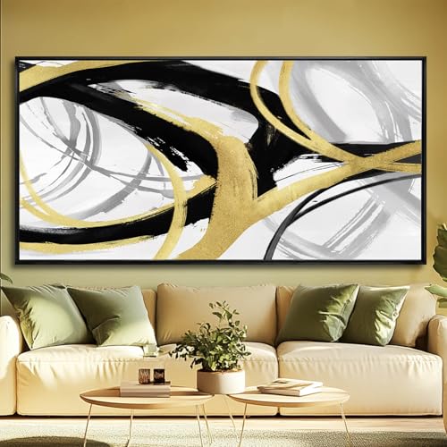 Kureful Abstract Wall Decor Black and Gold Wall Decorations Line Wall Art 36"x70" Photo Prints for Living Room Artwork for Bedroom Walls by Kureful - Image 7