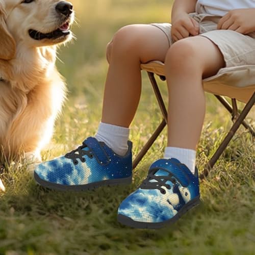 Little Kid Boys Shoes Non Slip Lightweight Breathable Comfortable Sport Athletic Running Tennis Sneakers Panda Galaxy Sky Pattern（Black Sole）3