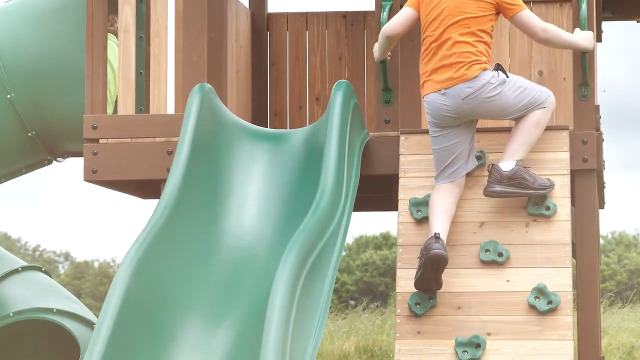 Backyard Discovery Skyfort III Cedar Wooden Swing Set with Slides