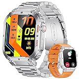 【Militärische Standard Überprüfung 】Spezielle Verbundwerkstoffe und Metall schale lassen unsere smartwatch für herren zehn Standard tests bestehen, einschließlich Schock test, Nieder temperatur test, Vibrations test, Regen test, Salzsprüh test, Pilz test, Kontamination durch Flüssigkeits test, Sand und Staub test, Solarstrahlungs test etc. Fitnessuhr kann zweifellos Ihr zuverlässiger Begleiter werden, wenn Sie outdoor aktivitäten mögen.