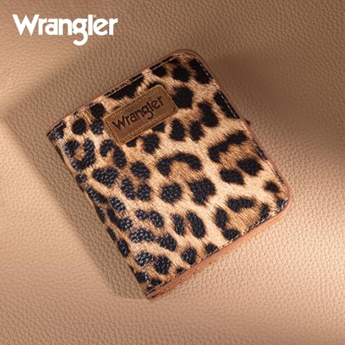 Image of Montana West X Wrangler Small Leopard Print Wallets for Women Slim Thin Wallet Card Cases Money Organizer Thin Mini Pocket Wallet with Rfid Lining and A Coin Purse