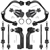 10PCS Front Upper Control Arm for Ford F150 (4WD) 2009-2014 (Exc. SVT Raptor), w/Ball Joint K80306 K80308 K750362 K500008 ES800514 Suspension Kit Stabilizer Sway Bar Links Tie Rod Ends